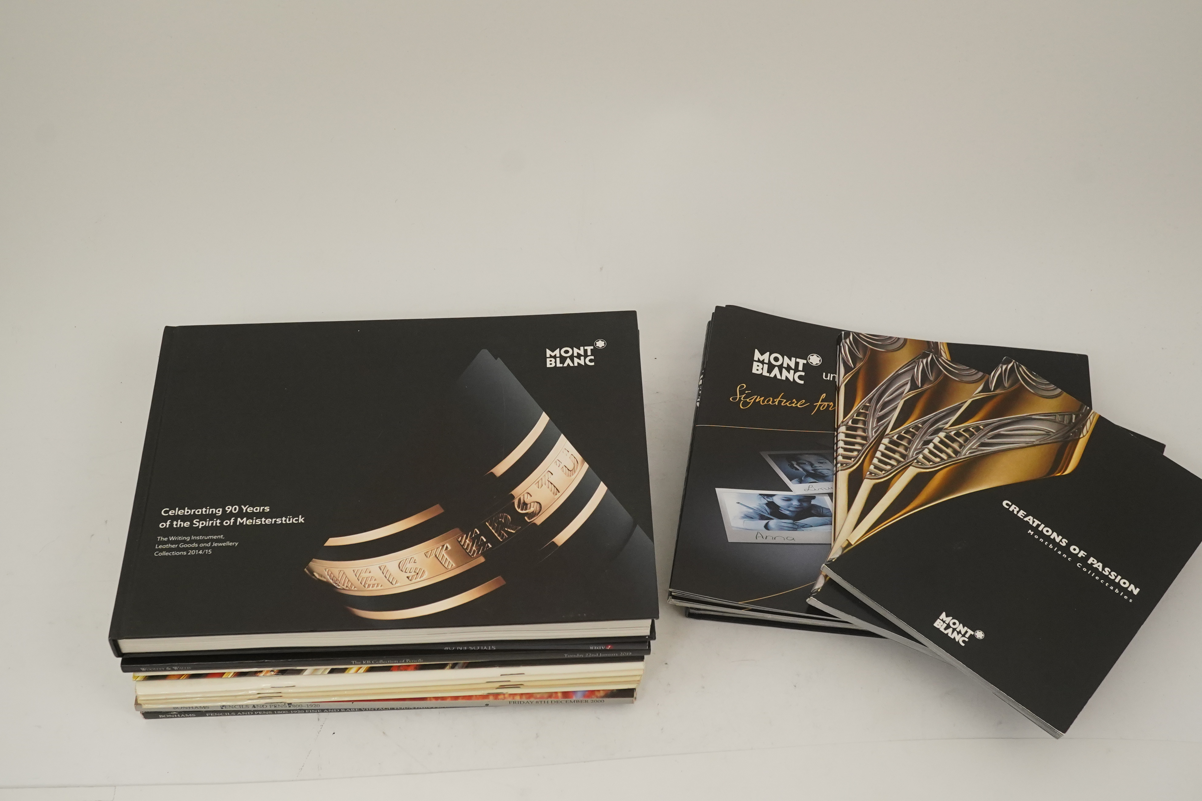 Montblanc brochures and catalogues plus Bonhams etc. pen catalogues